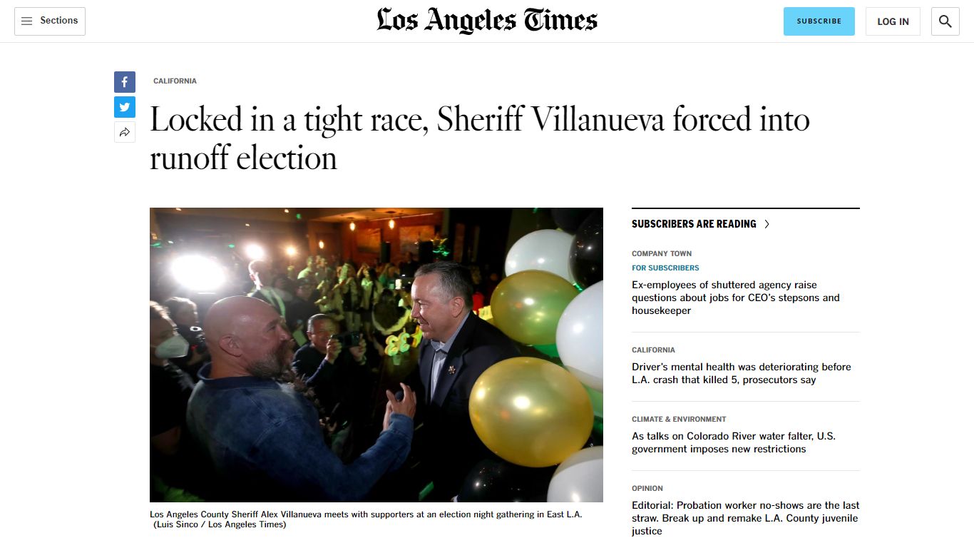 2022 Los Angeles County sheriff election live results - Los Angeles Times